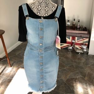 BNWT Wax Jean Original Los Angeles Denim Button Down Skirt or Overall Size Med